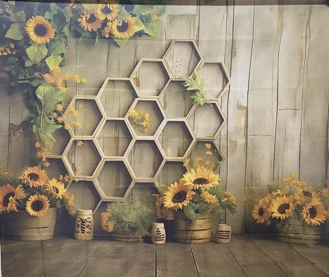Sunflowers and honeycombs backdrop